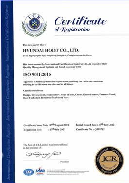Chứng nhận chất lượng palang hyundai